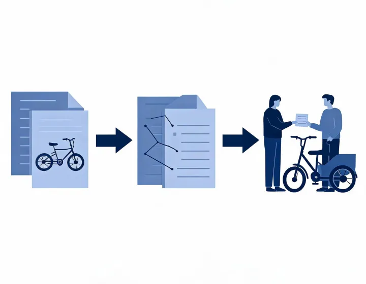 Adult tricycle sourcing route and contact illustration